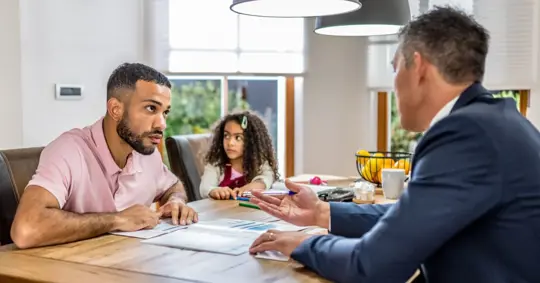 parent consulting about child custody with lawyer