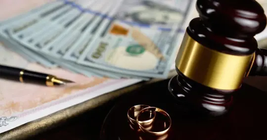 money, rings, and gavel